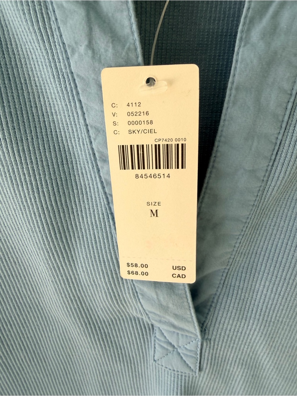 NWT Anthropologie Maeve Light Blue Three-Quarter Sleeve Henley Top - Picture 4 of 4